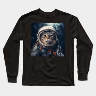 Astronaut Cat in Space - Norwegian Forest Cat Long Sleeve T-Shirt